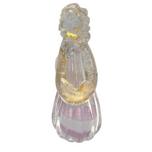 Murano‎ Art Glass Angel 7" Pink Gold Aventurine Italian Figurine Holding Book